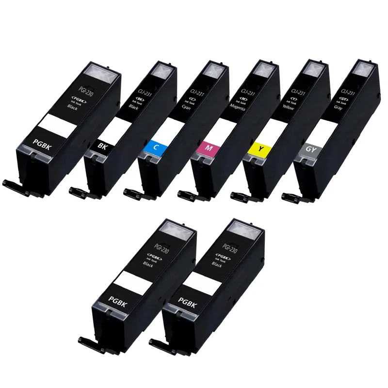Compatible Canon PGI-230BK/CLI-231BK/GY Full Set  + 2 EXTRA Black Inkjet Cartridges Multipack