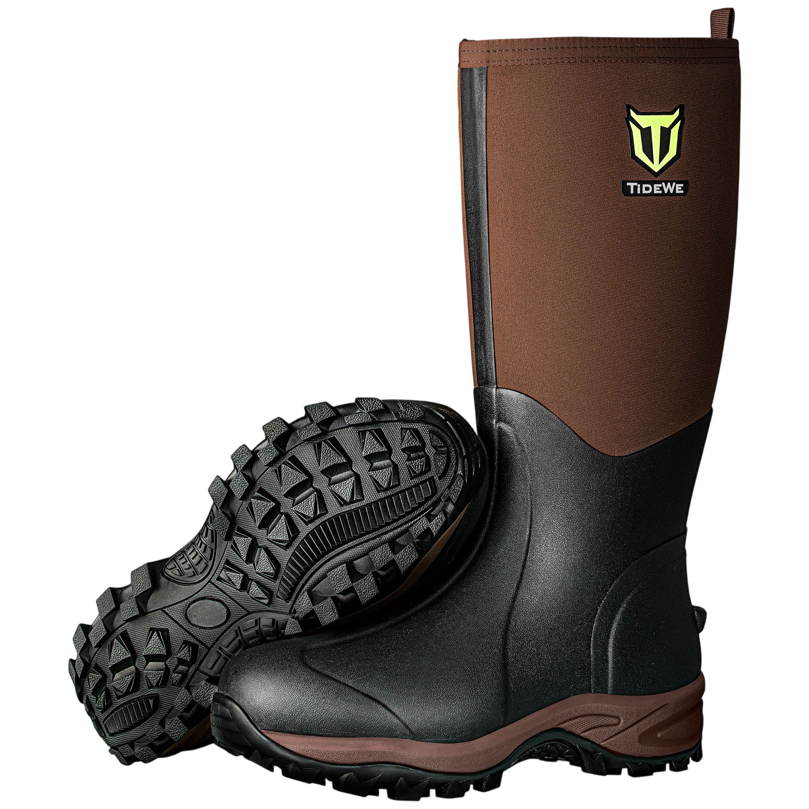 Rubber Neoprene Boots Men and Women Waterproof Durable 6mm Hunting Boots - M6/W7 / Brown