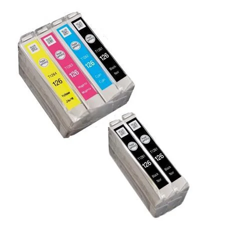 Compatible Epson 126 Full Set + 2 EXTRA Black Ink Cartridges (6 Pack)  Multipack