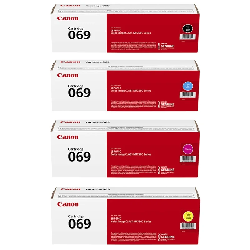 Canon 069BK/C/M/Y Full Set Original Standard Capacity Toner Cartridges (4 Pack)
