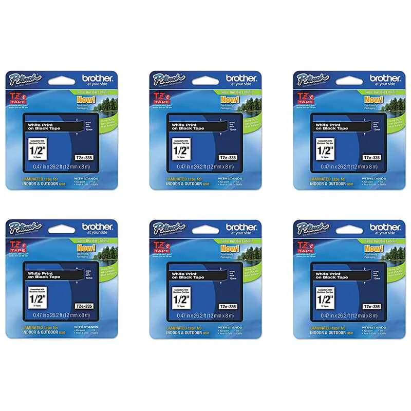 Brother PT-18RKT Printer Ink Cartridges (6 Pack) -TZe131 Multipack Original