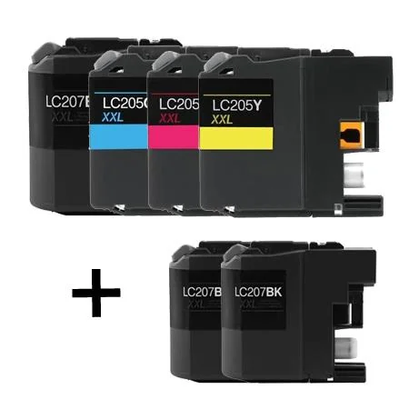 Compatible Brother MFC-J4320DW Printer Ink Cartridges (6 Pack) -LC207BK Multipack