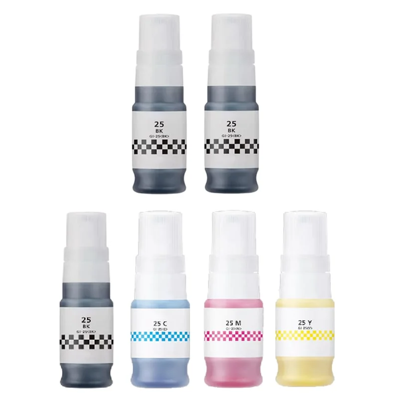 3 X Canon Black GI-25BK And 1 X Color Set Canon GI-25C/M/Y Compatible Ink Bottles