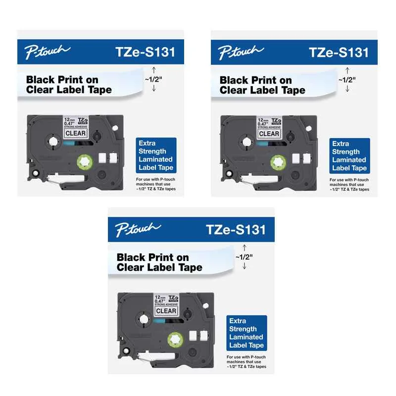 Brother PT-200 Printer Ink Cartridges (3 Pack) -TZES131 Multipack Original