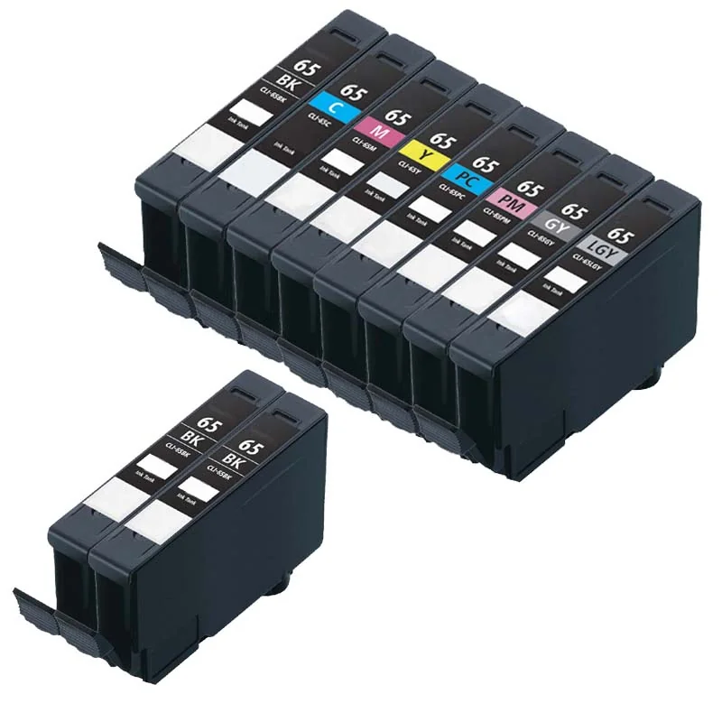 Compatible Canon CLI-65 Full Set + 2 EXTRA Black Inkjet Cartridges (10 Pack)  Multipack