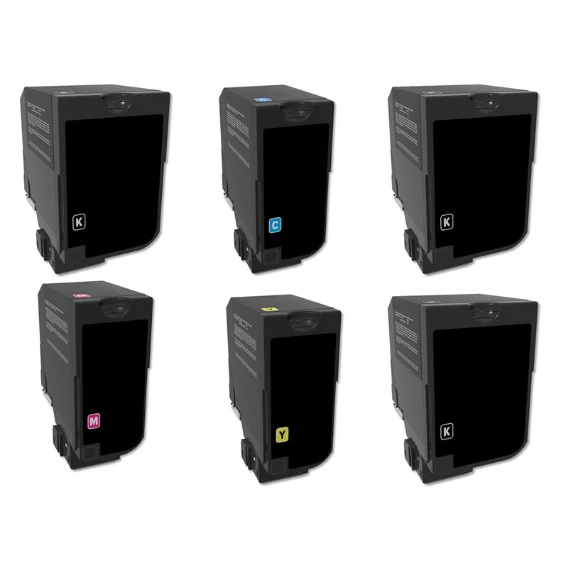 Compatible Lexmark 74C0H10/40 High Yield Full Set+2 EXTRA Black Toner Cartridges (6 Pack)