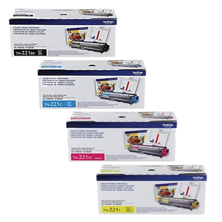 Brother TN221BK/C/M/Y Full Set Original Toner Cartridges (4 Pack)