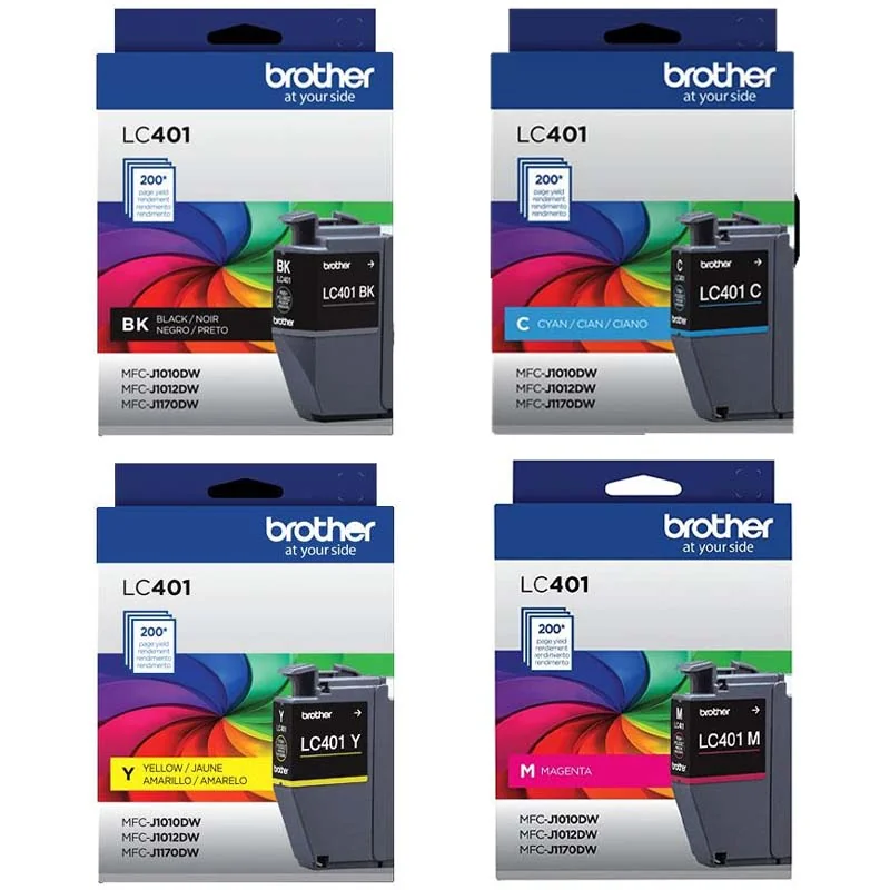 1 Full Set of Brother LC401BK and 1 x Colour Set LC401 C/M/Y (Original) Ink Cartridges