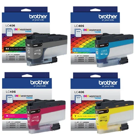 Brother LC406BK/C/M/Y Full Set Original Standard Capacity Ink Cartridges (4 Pack)