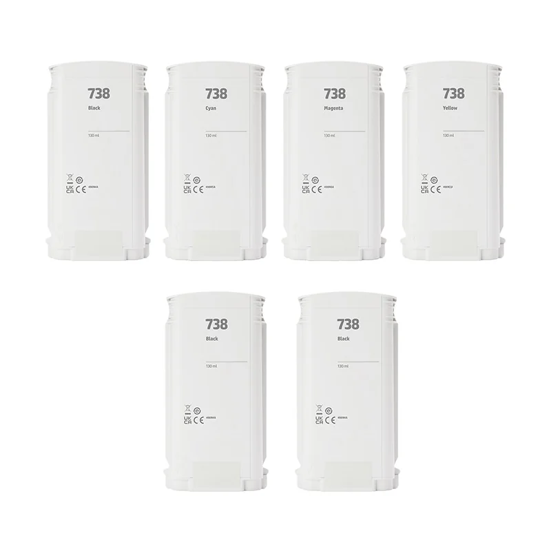 Compatible HP 738 Standard Yield Full Sets + 2 EXTRA Black Ink Cartridges (6 Pack) Multipack