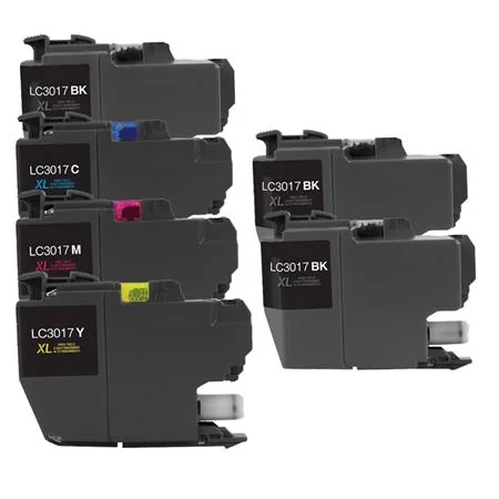 Compatible Brother LC3017BK/C/M/Y Full Set +  2 EXTRA Black High Capacity Ink Cartridges (6 Pack)  Multipack