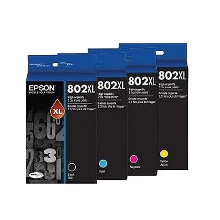1 Full Set Epson T802XL Black and Colour Original High Capacity Ink Cartridges