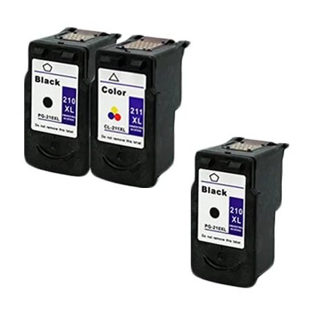 Compatible Canon PG-210XL/CL-211XL Full Set + 1 EXTRA Black Inkjet Cartridges (3 Pack)  Multipack