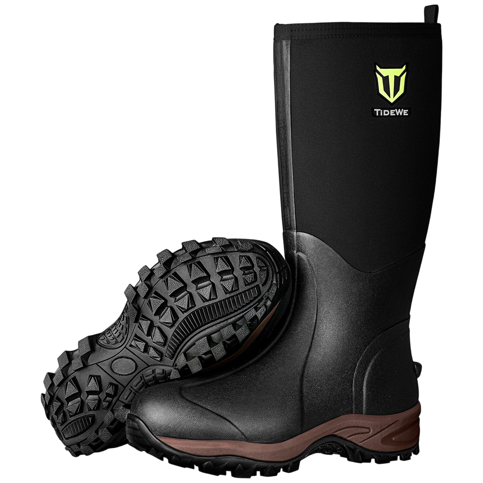 Rubber Neoprene Boots Men and Women Waterproof Durable 6mm Hunting Boots - M6/W7 / Black