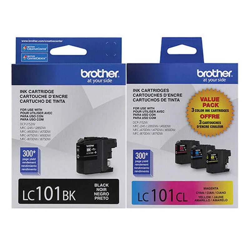 Brother LC101BK/LC1013PKS Full Set Original Standard Capacity Ink Cartridges (2 Pack)