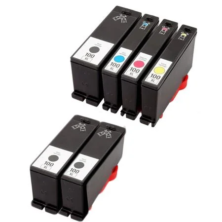 Compatible Lexmark 100XL Full Set + 2 EXTRA Black Inkjet Cartridges (6 Pack)  Multipack