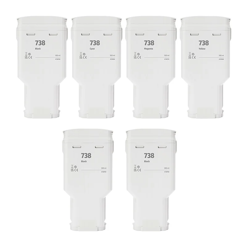 Compatible HP 738XL High Yield Full Sets + 2 EXTRA Black Ink Cartridges (6 Pack) Multipack