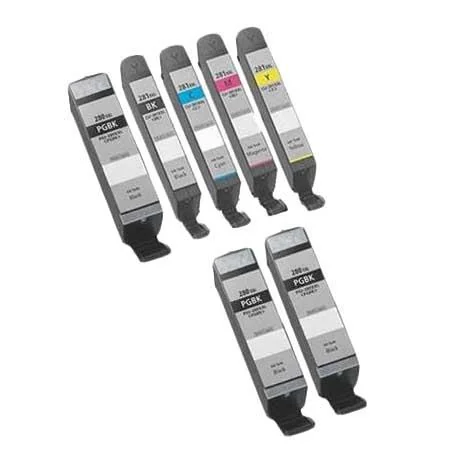 Compatible Canon PGI-280XXLBK/CLI-281XXLBK/C/M/Y Full Set + 2 EXTRA Black Inkjet Cartridges (7 Pack)  Multipack