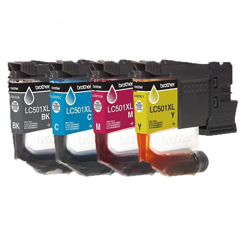 Brother LC501XLBK/C/M/Y Full Set Original High Yield Ink Cartridges (4 Pack)