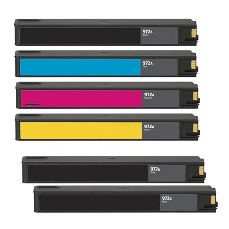 Compatible HP 972A BK/C/M/Y Full set + 2 EXTRA Black Standard Capacity Ink Cartridges (6 Pack)  Multipack