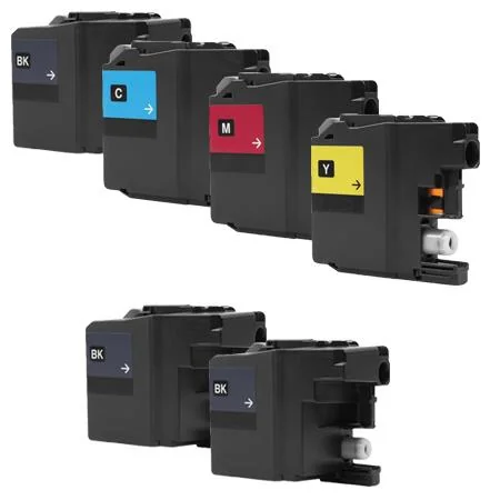 Compatible Brother LC20EBK Full Set + 2 EXTRA Black Ink Cartridges (6 Pack)  Multipack