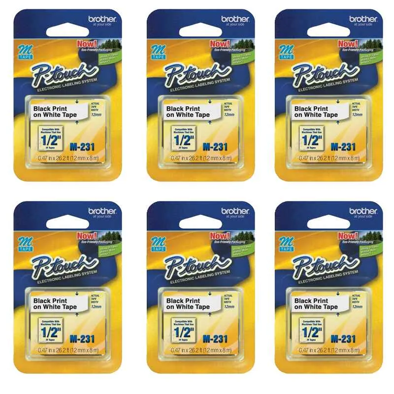 Brother PT-100 Printer Ink Cartridges (6 Pack) -M231 Multipack Original