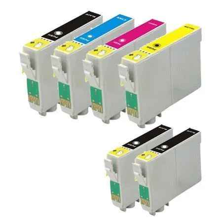 Compatible Epson T0681/684 Full Set + 2 EXTRA Black Ink Cartridges (6 Pack)  Multipack