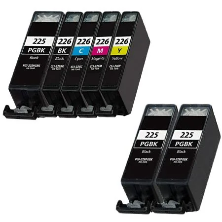 Compatible Canon PIXMA MG5120 Printer Ink Cartridges (7 Pack) -PGI-225BK Multipack