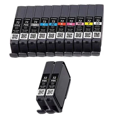 Compatible Canon PGI-72 Full Set + 2 EXTRA Black Inkjet Cartridges (12 Pack)  Multipack