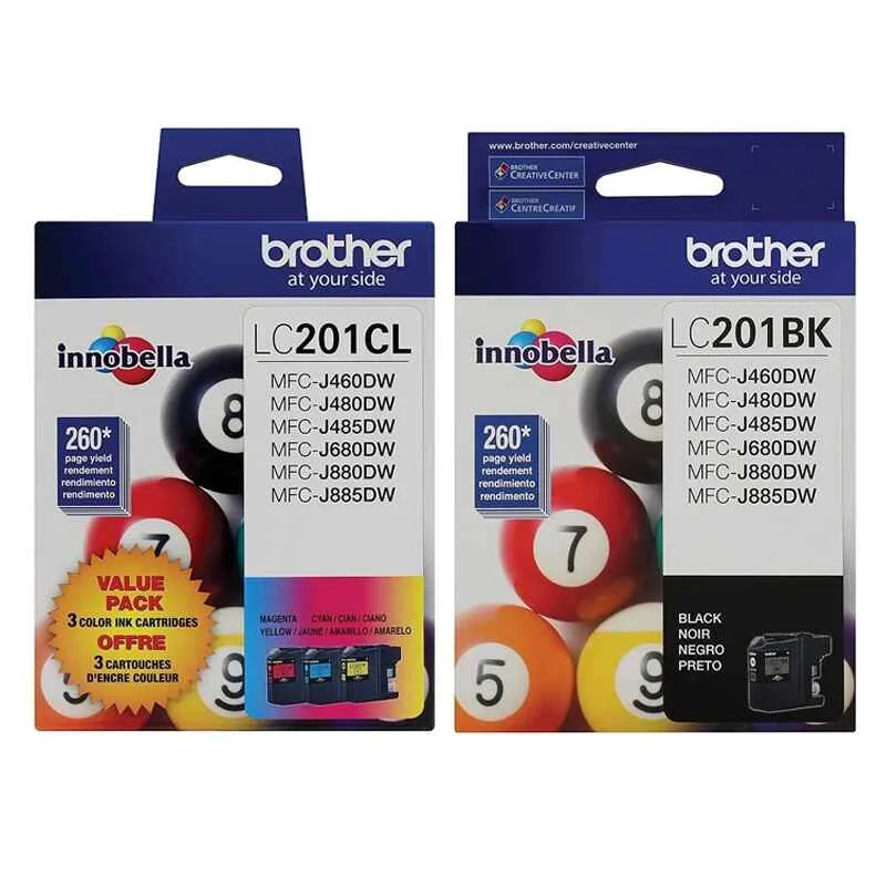 Brother LC201BK/LC2013PKS Full Set Original Standard Capacity Ink Cartridges (2 Pack)
