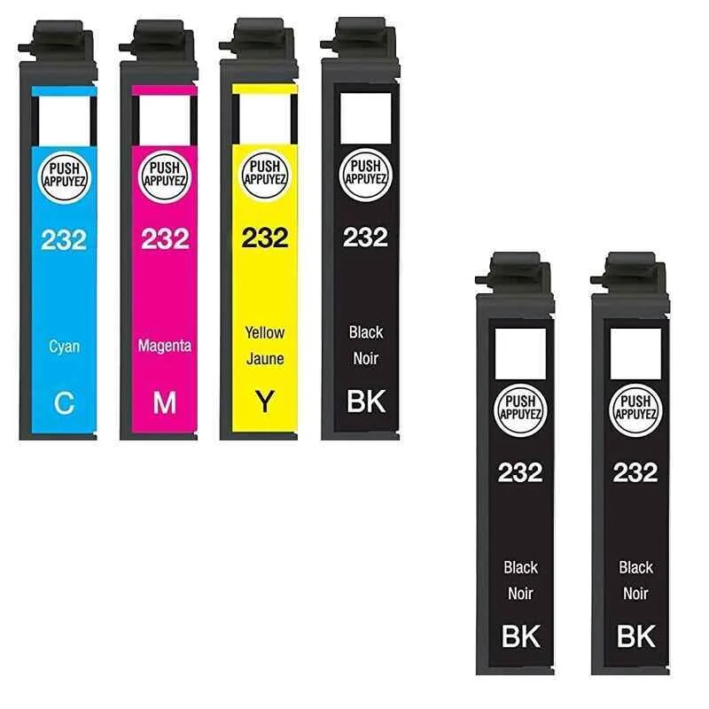 Compatible Epson 232 Full Set + 2 EXTRA Black Ink Cartridges (6 Pack)  Multipack