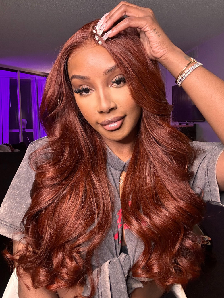 7x5 Bye Bye Knots Glueless Lace Reddish Brown Yaki Wig Pre-plucked Hairline