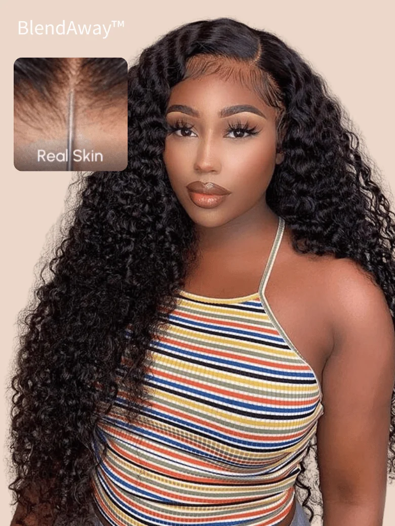 24''=$139 | 5x5 Thin HD BlendAway Lace Closure Black Glueless Jerry Curly Wig 180% Density