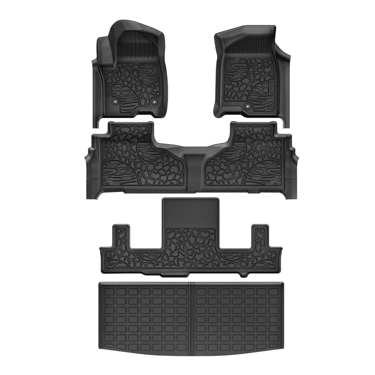 Custom Fit All-Weather Floor Mats & Cargo Liner for 2021-2026 Chevrolet Tahoe/GMC Yukon/Cadillac Escalade (Yukon Denali) with 2nd Row Bucket Seats