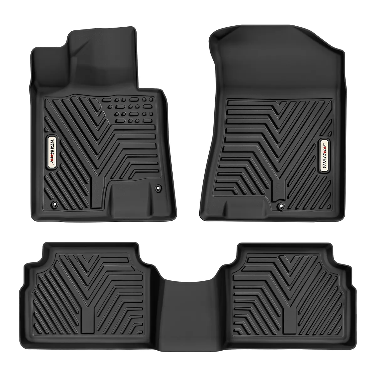 Black 1st & 2nd Row Floor Mats for 2020-2025 Hyundai Sonata / 2021-2025 Kia K5 (FWD Models Only)