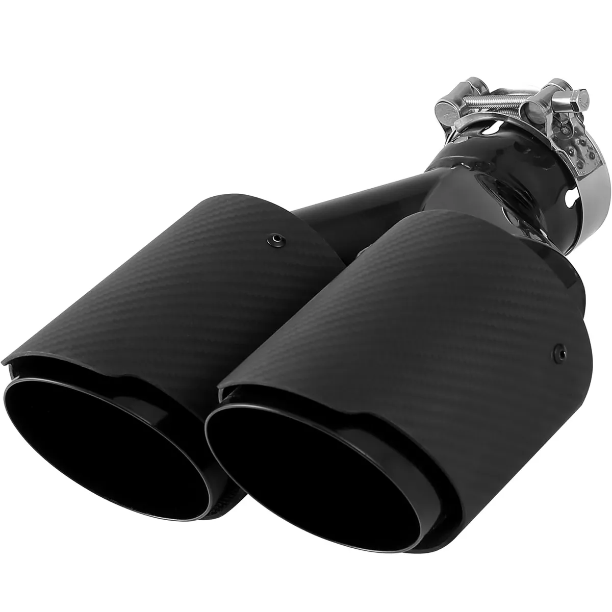 YITAMOTOR 2.5 Inch Inlet Matte Carbon Fiber Dual Exhaust Tip, 2.5" Inlet 4" Outlet 9.8" Overall Length Carbon Fiber Stainless Steel Exhaust Tips Y Pip