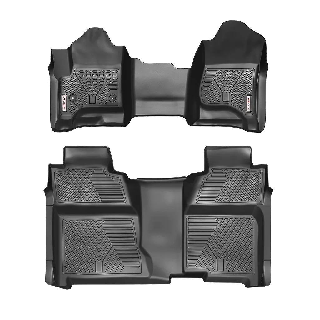 Floor Mats For 14-18 Silverado/Sierra 1500,15-19 2500HD/3500HD Crew Cab,with 1st Row Bench Seat