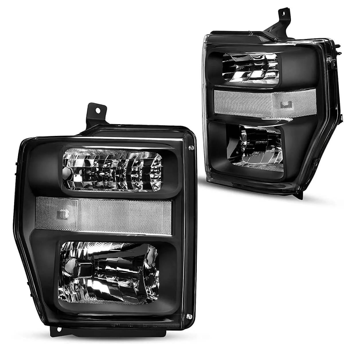 YITAMOTOR® 2008-2010 Ford Super duty Headlights Assembly Pair Black Housing Clear Lens Clear Reflector