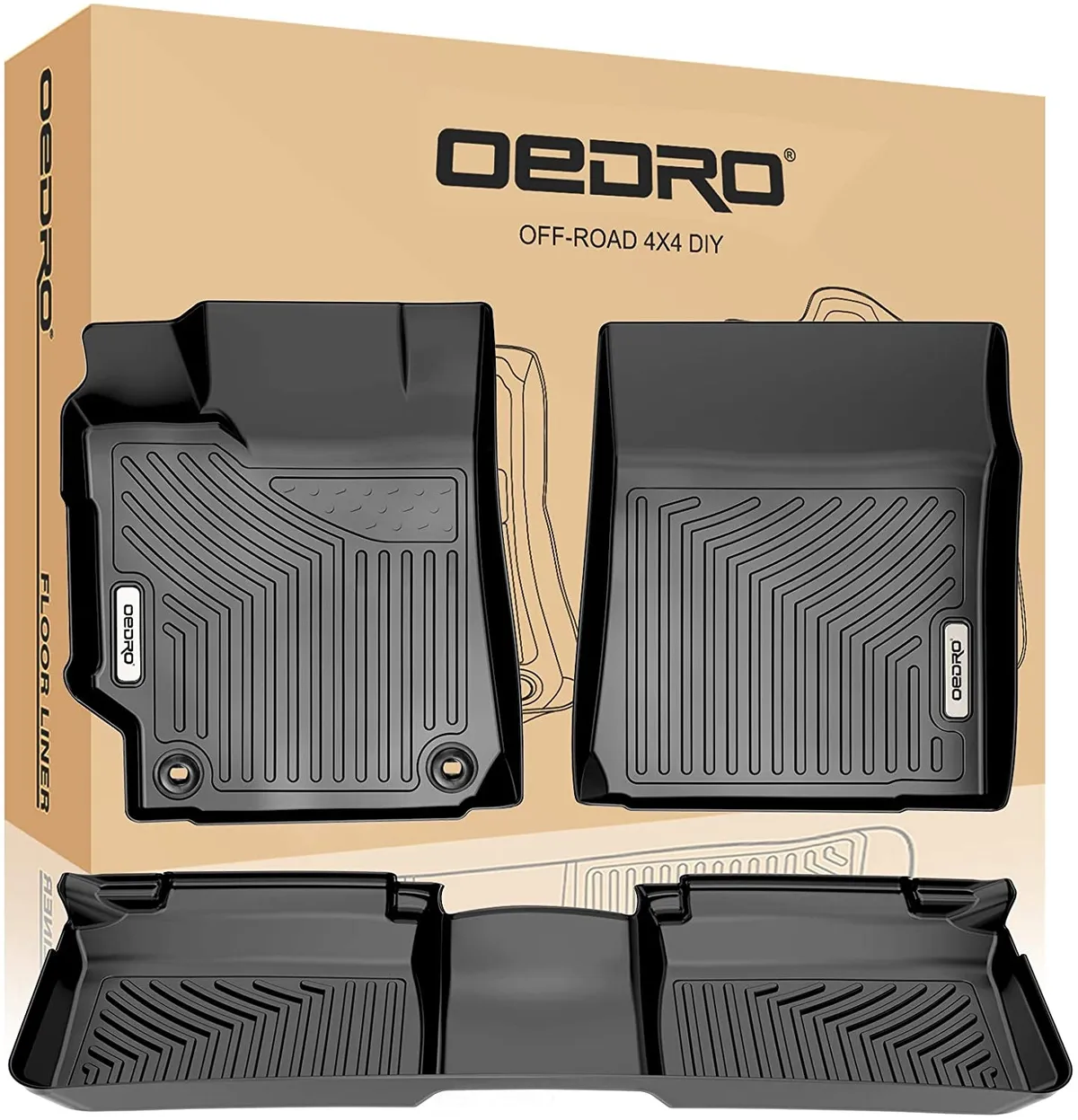 OEDRO Floor Mats for 2015-2017 Toyota Camry Standard Models, Unique Black TPE All-Weather Guard Full Set Liners
