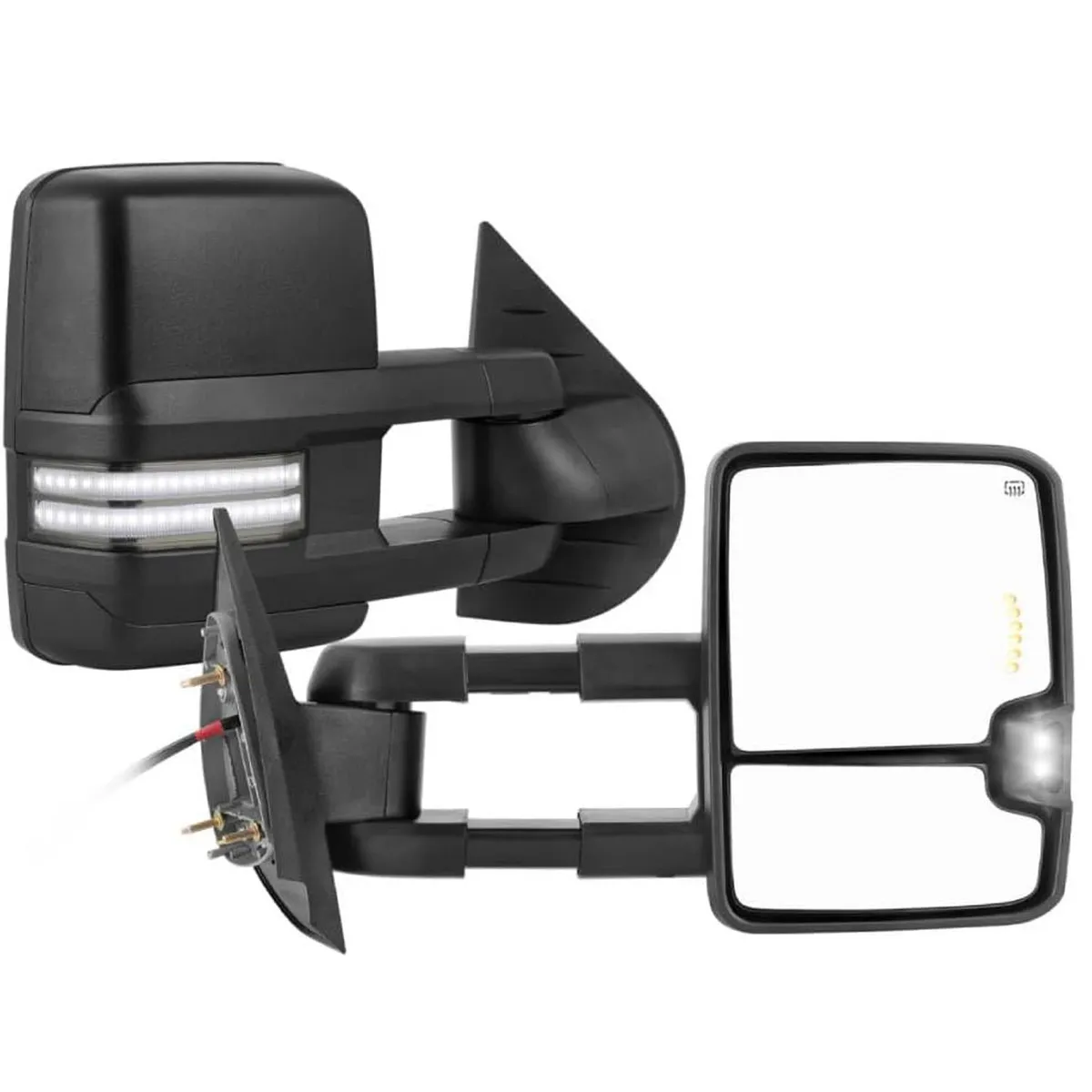 YITAMOTOR Towing Mirrors - 2007-2014 Silverado/Sierra/Suburban | Power Heated, Switchback Lights, Manual Fold