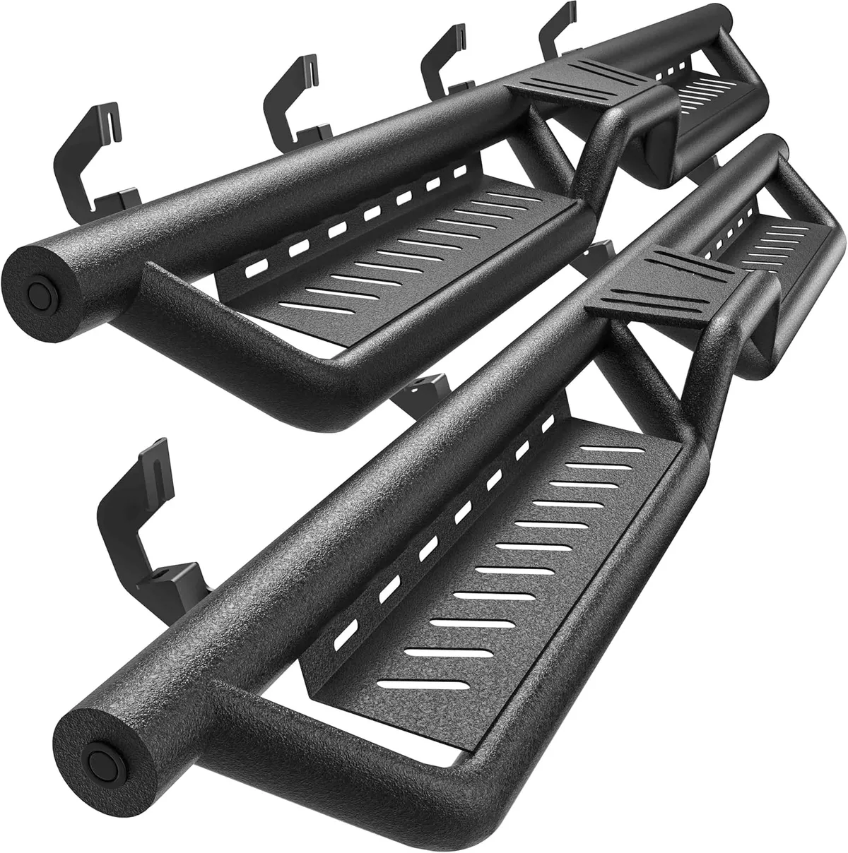 Black Nerf Bars & Side Steps for 2007-2018 Chevy Silverado/GMC Sierra 1500 Crew Cab, 2007-2019 2500/3500HD, Two-Step Roof Access Running Boards