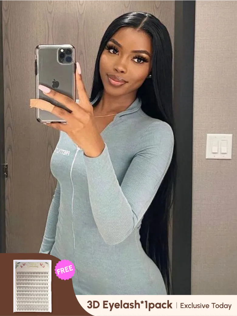 13x4 Straight Lace Front Wigs 180% Density Pre Plucked Glueless Wig