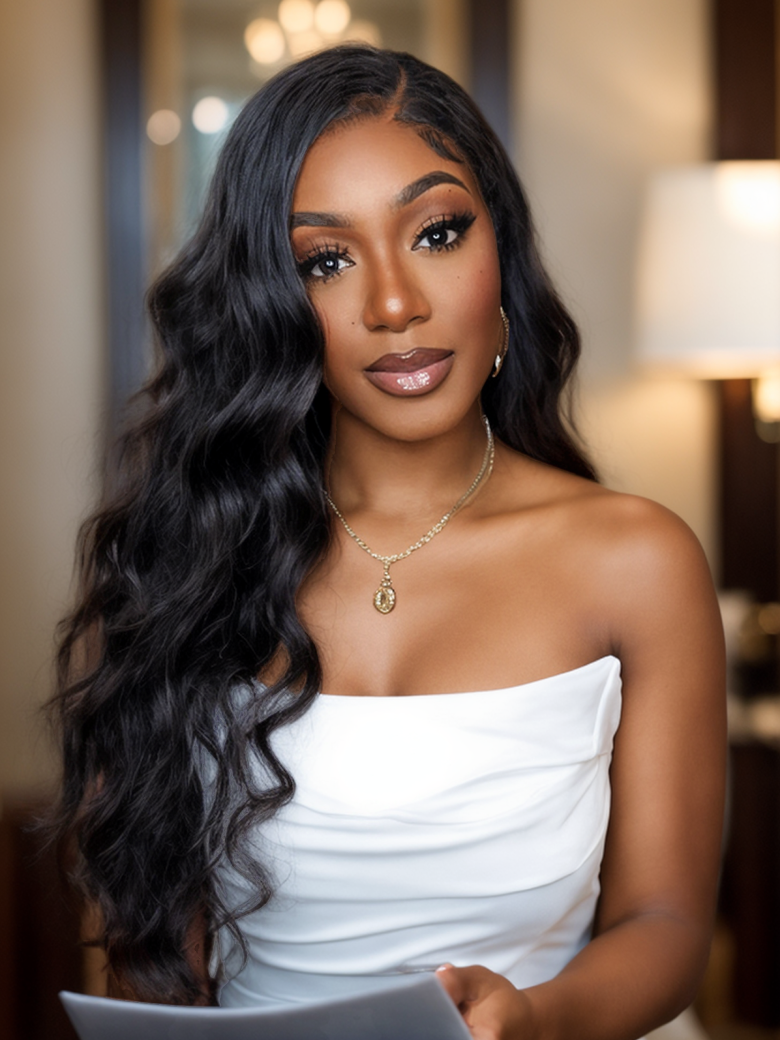 180% Density 13x4 Transparent Lace Frontal Long Body Wave Wig