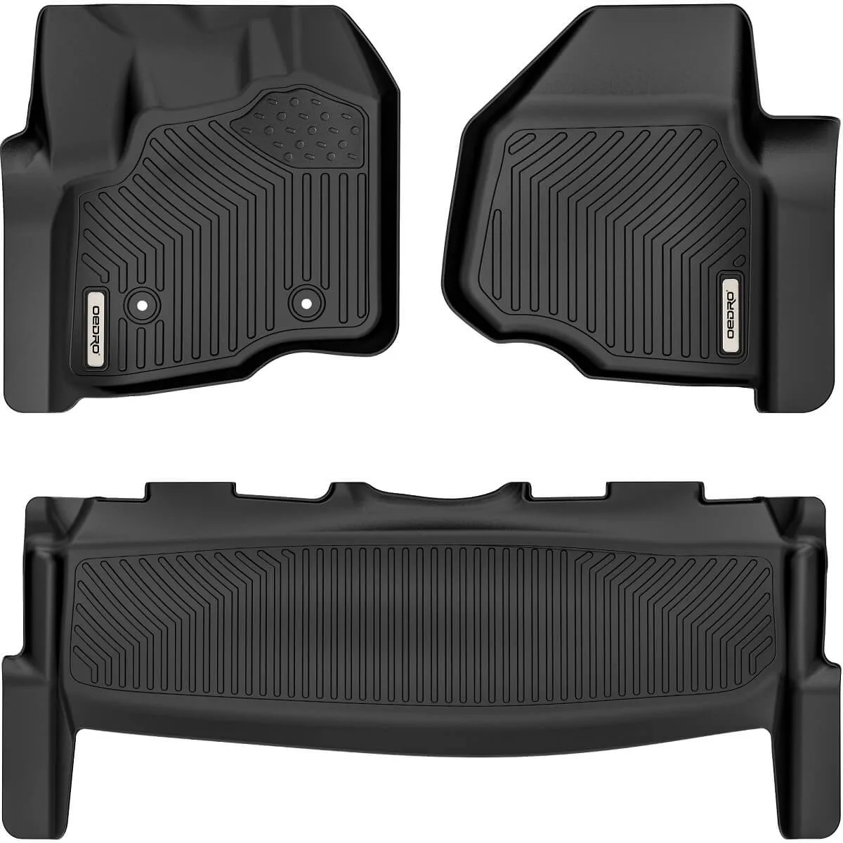 OEDRO Floor Mats for 2012-2016 Ford F250/F350/F450 SuperCrew/Crew Cab, Black TPE All-Weather Guard Liner Set