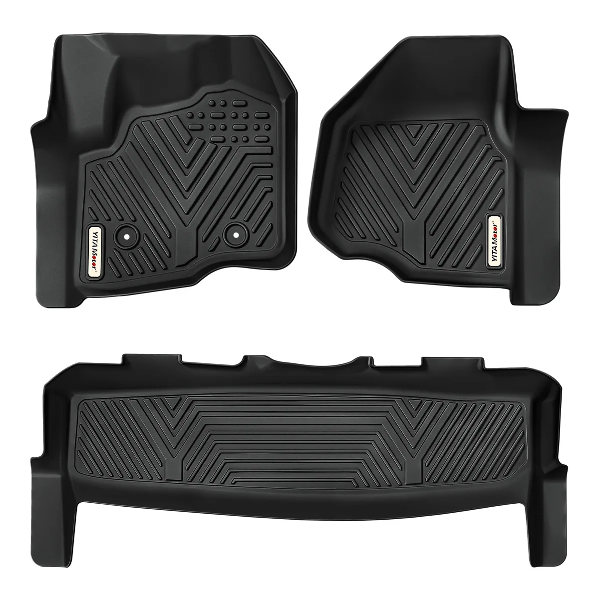 YITAMOTOR® Floor Mats for 2012-2016 Ford F-250/F-350/F-450 SuperCrew/Crew Cab, Custom Fit 1st & 2nd Row FloorLiner Set