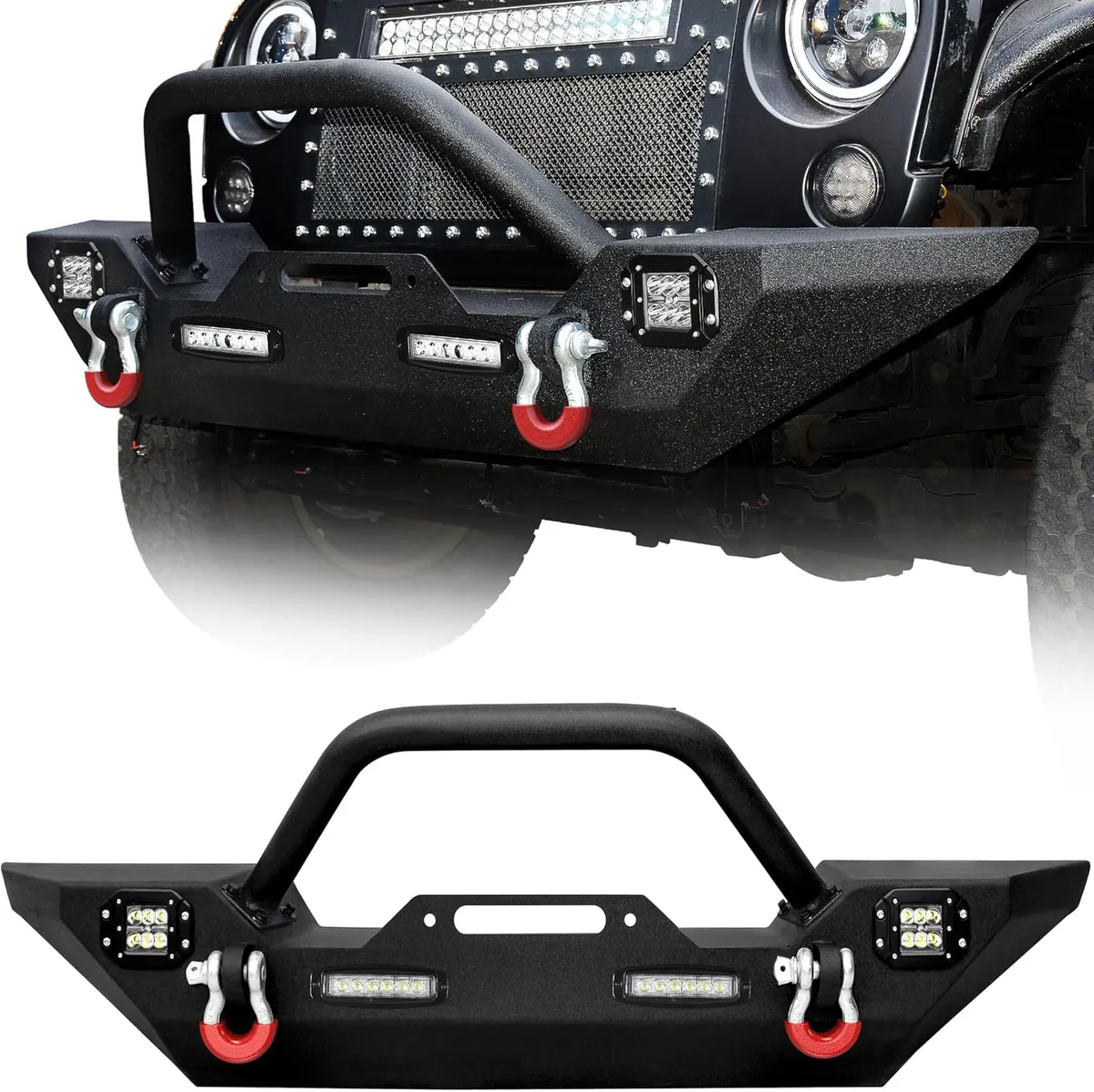 YITAMOTOR® Front Bumper for 07-18 Jeep Wrangler JK & Unlimited Rock Crawler Bumper