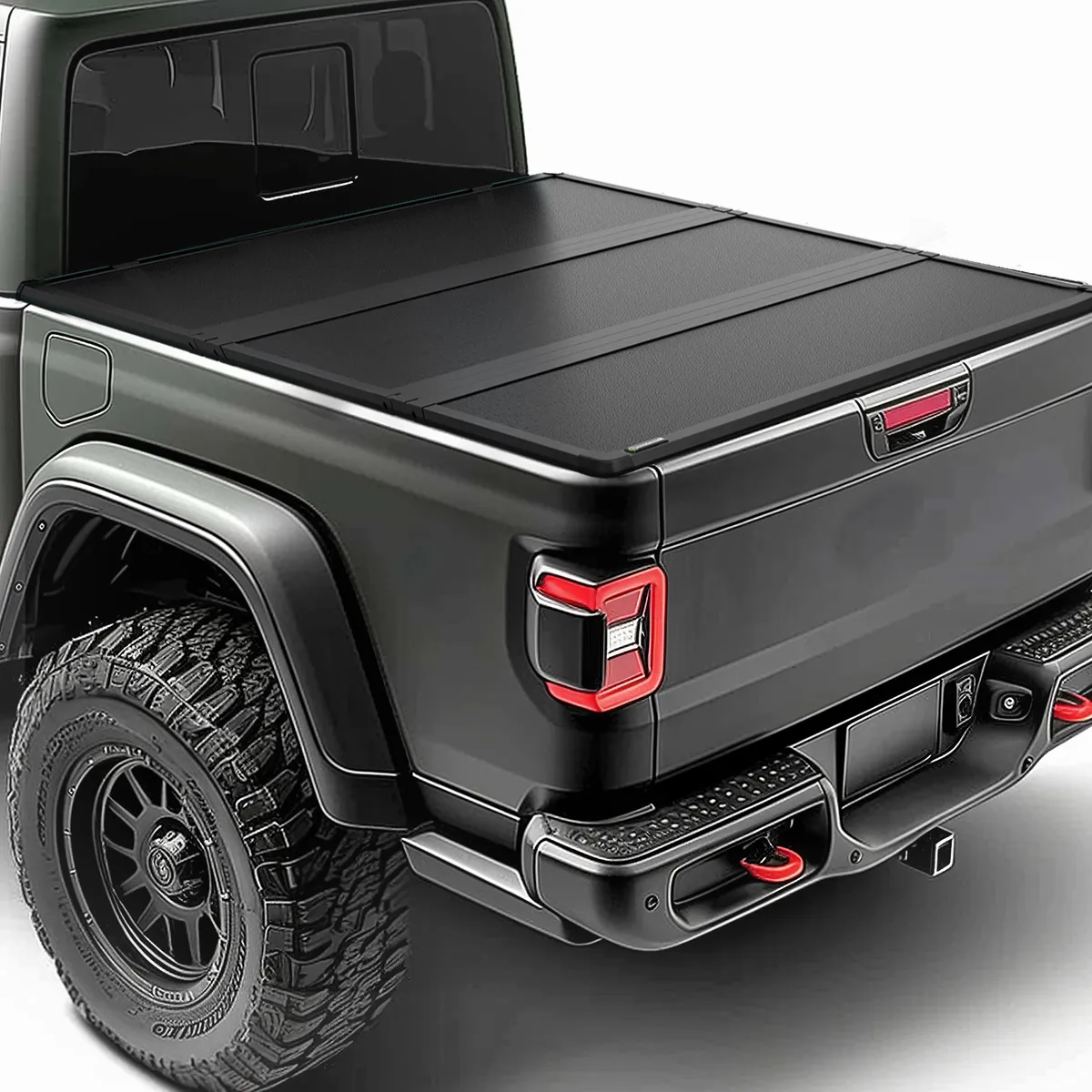 Hard Tri-fold Truck Bed Tonneau Cover Compatible with Jeep Gladiator 5ft Bed 2020 2021 2022 2023 2024 2025 2026 JT w/or w/o Trail Rail System