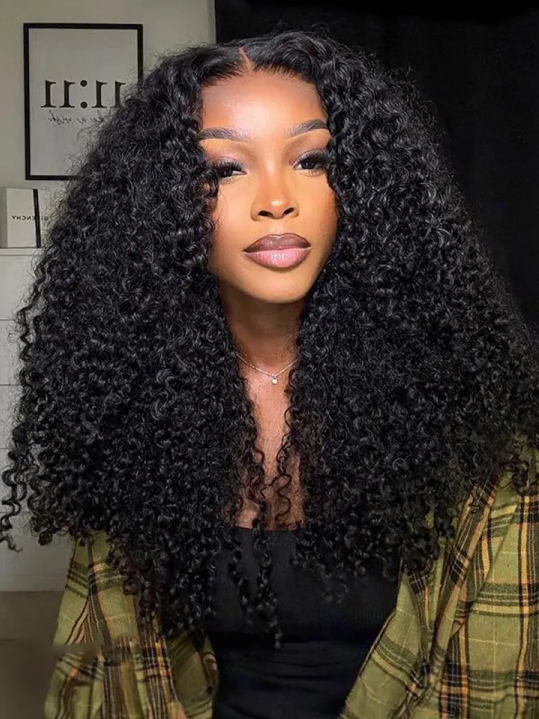 13x4 Lace Front 200% Density Curly Hair Pre Plucked Frontal Wigs with Baby Hair Glueless Curly Human Hair Wigs