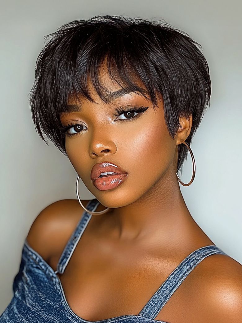 [Flash Sale] UNice Short Pixie Cut Human Hair Glueless Wig With Side Bangs
