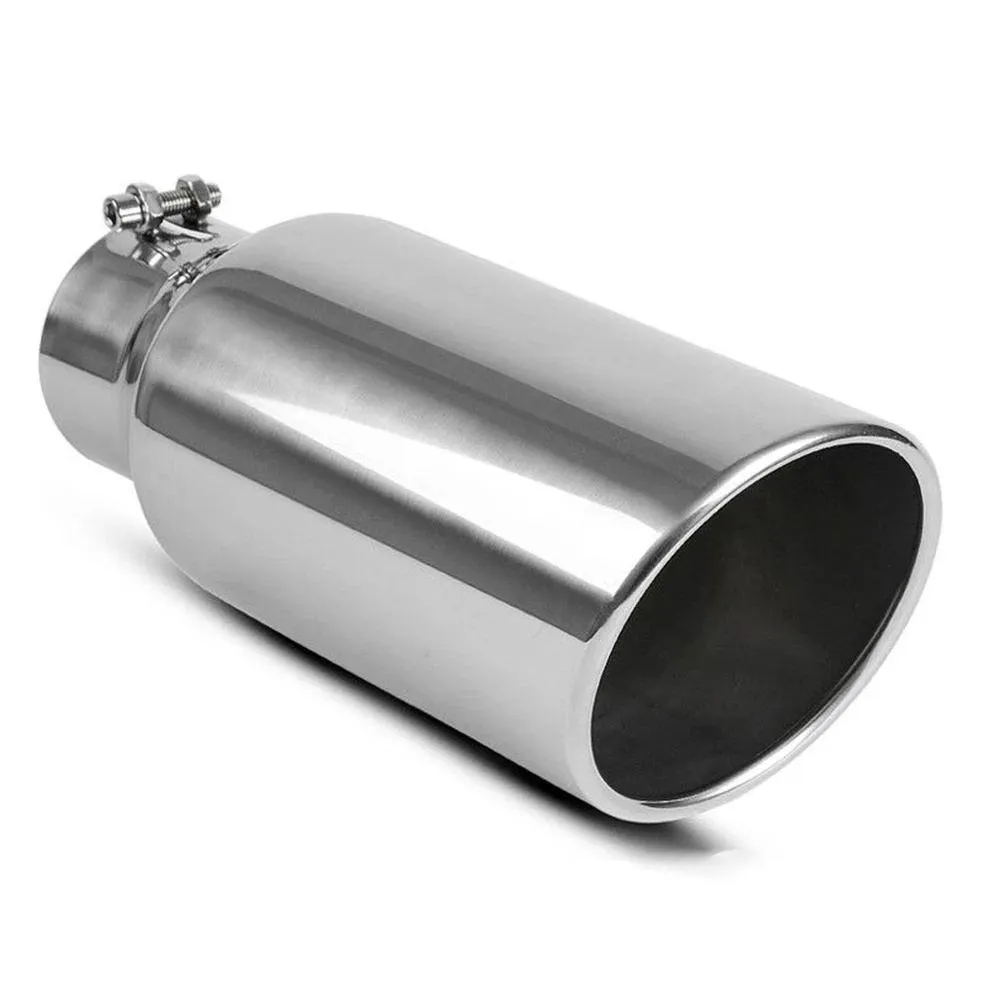 YITAMOTOR® 4'' Inlet 6'' Outlet 15'' Long Bolt On Diesel Exhaust Tip Chrome Stainless Steel